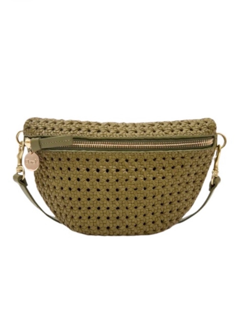 NWT Clare V Olive Green Petite Fanny Rattan